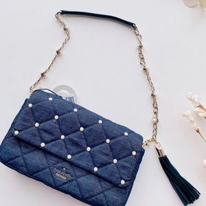 Never Used! Kate Spade Denim Pearl Crossbody